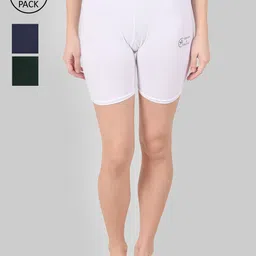 Apraa & Parma Women White, Navy Blue & Green Slim Fit Cycling Sports Shorts-picture-18