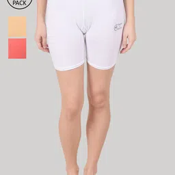Apraa & Parma Women White Set Of 3 Slim Fit Cycling Sports Shorts-picture-38