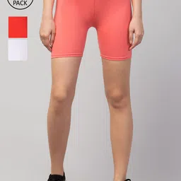 Apraa & Parma Women Pack of 3 Multi Slim Fit Cycling Sports Shorts-picture-32