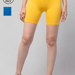 Apraa & Parma Women Pack Of 2 Slim Fit Cotton Cycling Shorts-picture-32