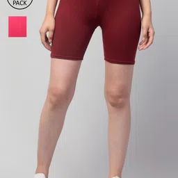 Apraa & Parma Pack Of 2 Women Slim Fit Cycling Sports Shorts-picture-19