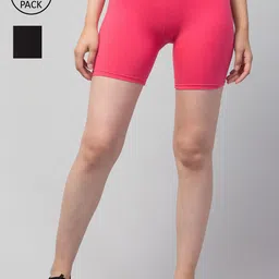 Apraa & Parma Pack Of 2 Women Slim Fit Cotton Cycling Sports Shorts-picture-40
