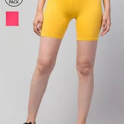 Apraa & Parma Women Yellow Slim Fit Cycling Sports Shorts-picture-31