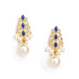 Anouk Brass-Plated Stone-Studded & Beaded Floral Drop Earrings-picture-14