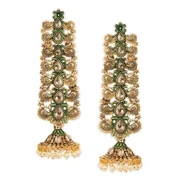 Anouk Brass-Plated Stone-Studded & Beaded Antique Dome-Shaped Jhumkas-picture-23