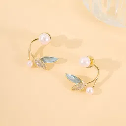 FIMBUL Gold-Plated Leaf Shaped Stud Earrings-picture-21