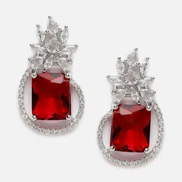 Aazeen Rhodium-Plated Paisley Shaped Studs Earrings-picture-25