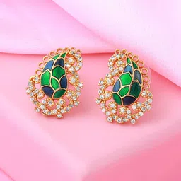 Estele Gold-Plated Peacock Shaped Studs Earrings-picture-11