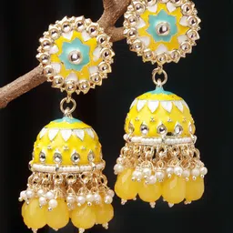 Kennice Gold-Plated Dome Shaped Jhumkas Earrings-picture-21