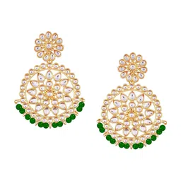 I Jewels Gold-Plated Kundan-Studded & Beaded Contemporary Chandbalis-picture-19