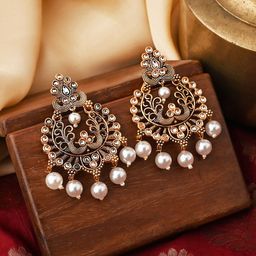 TEEJH Gold-Plated Contemporary Chandbalis Earrings-picture-38