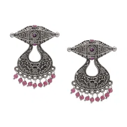 Shining Jewel - By Shivansh Silver-Plated Cubic Zirconia Contemporary Oxidised Chandbalis-picture-39