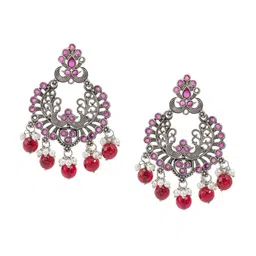 Shining Jewel - By Shivansh Silver Plated Cubic Zirconia Contemporary Chandbalis-image-76