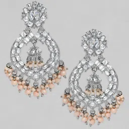 Rubans Women Silver-Toned & Plated Crescent Shaped Handcrafted Chandbalis Earrings image 2