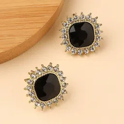 DressBerry Black Gold-Plated Contemporary Stud Earrings-picture-36