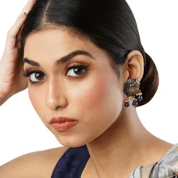 Anouk Gold-Toned Brass-Plated Floral Studs Earrings image 1