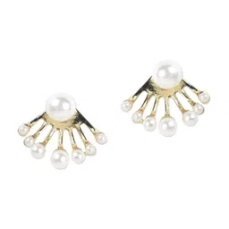 OOMPH White & Gold-Toned Classic Jacket Studs Earrings-picture-10
