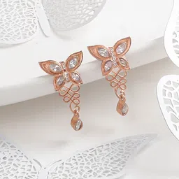 JOKER & WITCH Rose Gold Plated Stone Studded Contemporary Drop Earrings-picture-30