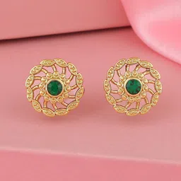Estele Gold-Plated Floral Studs Earrings-picture-16