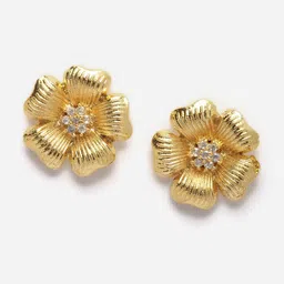 DressBerry Gold Toned American Diamond Gold Plated Studs Earrings-picture-36