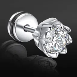 Peora Men Silver-Plated American Diamond Stainless Steel Geometric Shaped Stud Earrings-picture-17