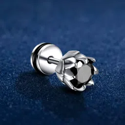 Peora Men Silver-Plated Contemporary Studs Earrings-picture-50