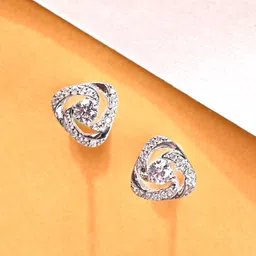 Clara 925 Sterling Silver Cubic Zirconia Rhodium Plated Stud Earrings-picture-33