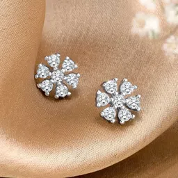 Peora Silver-Plated Cubic Zirconia Studded Contemporary Studs Earrings-picture-25