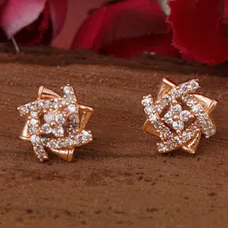 ZINU Rose Gold Contemporary Studs Earrings-picture-25