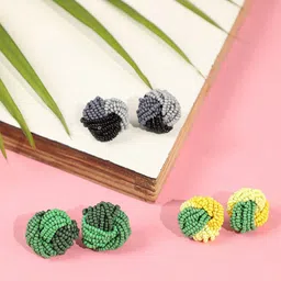 SOHI Set Of 3 Gold Plated Contemporary Stud Earrings image 1