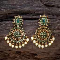 Kushal's Fashion Jewellery Gold-Plated Contemporary Antique Drop Earrings-picture-40