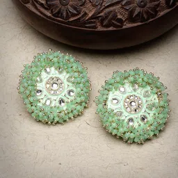 Sukkhi Gold-Plated Beaded Contemporary Studs Earrings-image-11