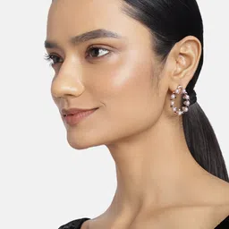 Estele Rose Gold & Purple Contemporary Studs Earrings-picture-40