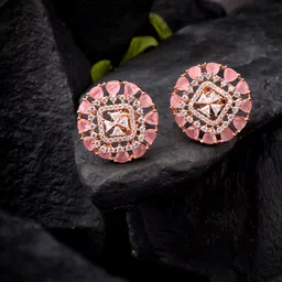 Saraf RS Jewellery Rose Gold Plated Contemporary Studs Earrings-picture-36