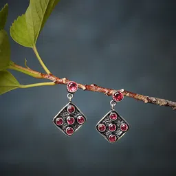 Bamboo Tree Jewels Silver-Plated Stone-Studded Contemporary Drop Earrings-picture-15