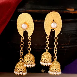 Silvermerc Designs Gold-Toned Contemporary Jhumkas Earrings-image-47