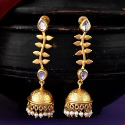 Silvermerc Designs Gold-Toned Contemporary Jhumkas Earrings-picture-19