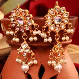 Saraf RS Jewellery Gold-Toned Contemporary Jhumkas Earrings-picture-10