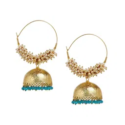 Bamboo Tree Jewels Gold-Toned Contemporary Jhumkas Earrings-picture-12