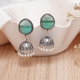 Mali Fionna Silver-Plated Dome Shaped Jhumkas-picture-28