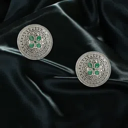 Adwitiya Collection Silver-Plated Oxidised Classic Studs-picture-16