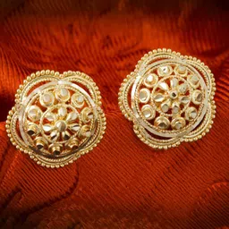 MEENAZ Set of 2 Gold-Plated Circular Studs Earrings-picture-55