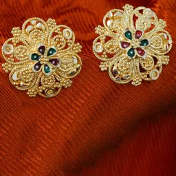 MEENAZ Gold-Plated Floral Studs Earrings-picture-21