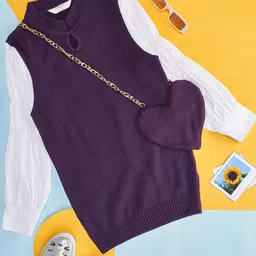 Pantaloons Junior Girls Ribbed Pullover Sweater-image-47