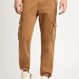 THE BEAR HOUSE Mid-Rise Regular Fit Cotton Cargos Trousers-image-14