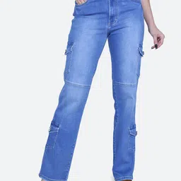 FCK-3 Women High-Rise Clean Look Stretchable Cargos Jeans-image-13