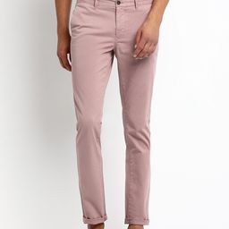 Basics Men Pink Tapered Fit High-Rise Chinos Trousers-picture-43