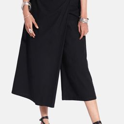 GRASS by Gitika Goyal Women Black Pure Cotton Wrap Over Trousers-picture-3