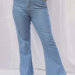 Lea Clothing Co. Women Smart Flared High-Rise Pure Cotton Bootcut Jeans-image-40