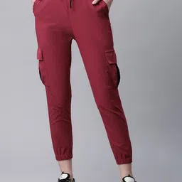 RIVI Women Maroon Original Easy Wash Joggers Trousers-picture-37